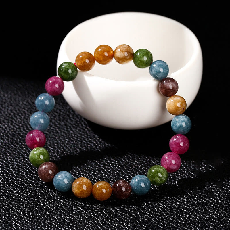 Buddhist Blessing Multicolor Tourmaline Positive Bracelet