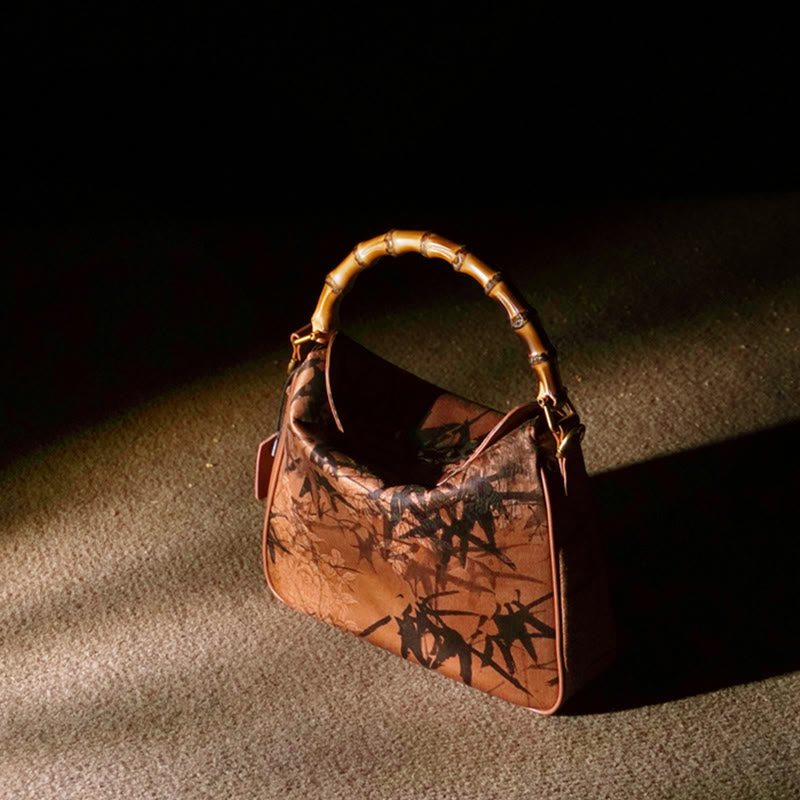 Buddhist Blessing Lush Bamboo Handle Xiangyunsha Silk Crossbody Bag Hangbags