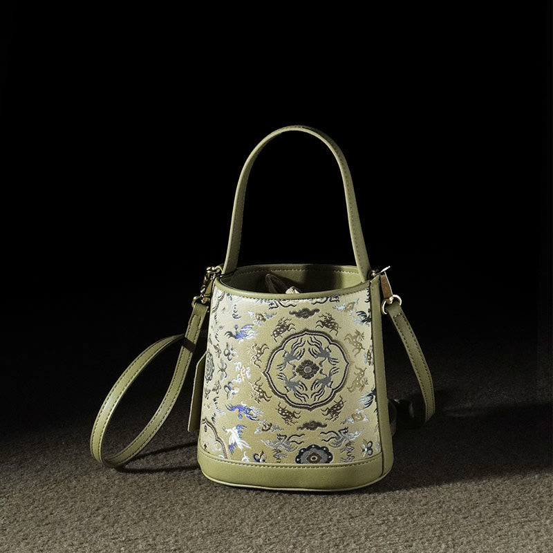 Buddhist Blessing Retro Crane Deer Song Brocade Crossbody Bag Hangbags