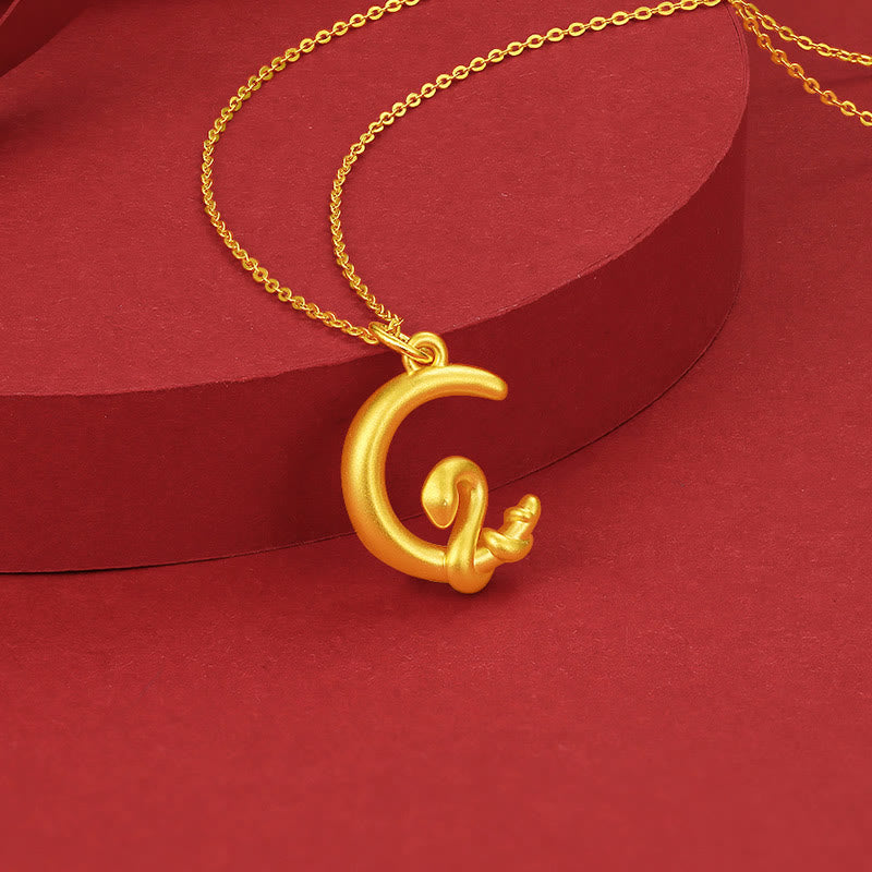 Buddhist Blessing 999 Gold Moon Year Of The Snake Luck Necklace Pendant