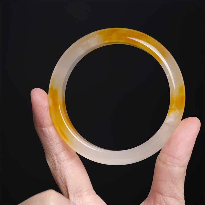 Buddhist Blessing Yellow Chalcedony Harmony Positivity Bracelet Bangle