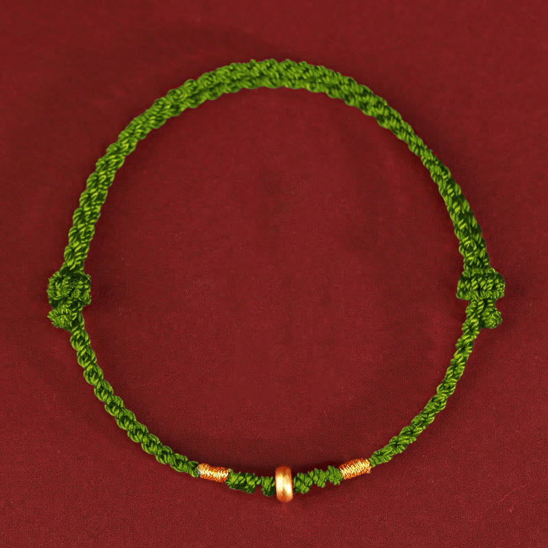 Buddhist Blessing 999 Gold Small Lucky Beads String Protection Luck Braided Bracelet Anklet