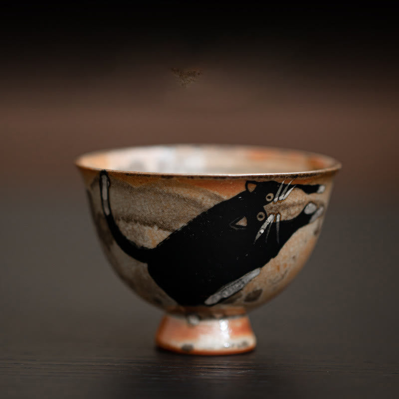 Buddhist Blessing Small Cute Cat Teacup Kung Fu Tea Cup 60ml