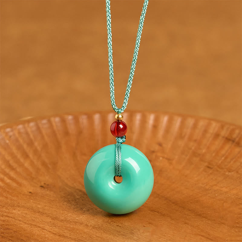 Buddhist Blessing Turquoise Peace Buckle Rope Balance Necklace Pendant