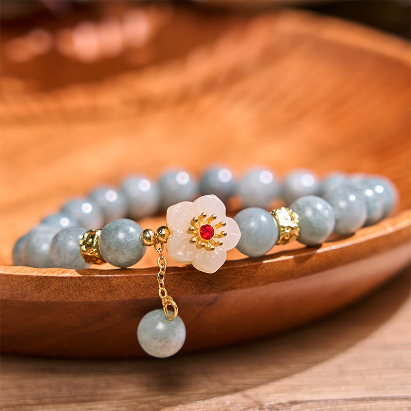 Buddhist Blessing Jade Abundance Flower Bracelet