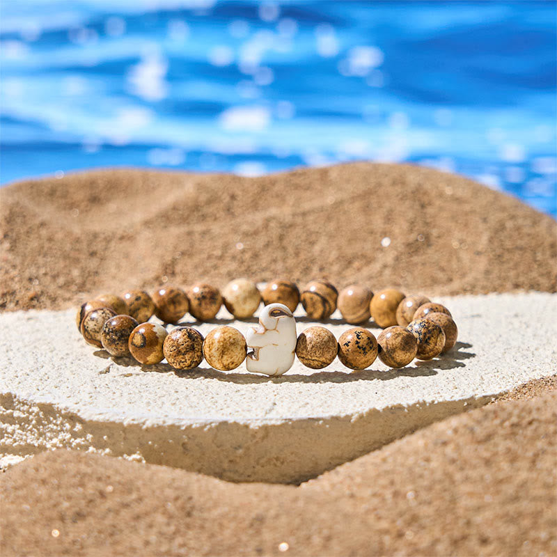 Buddhist Blessing Natural Various Stones Elephant Spiritual Strength Bracelet