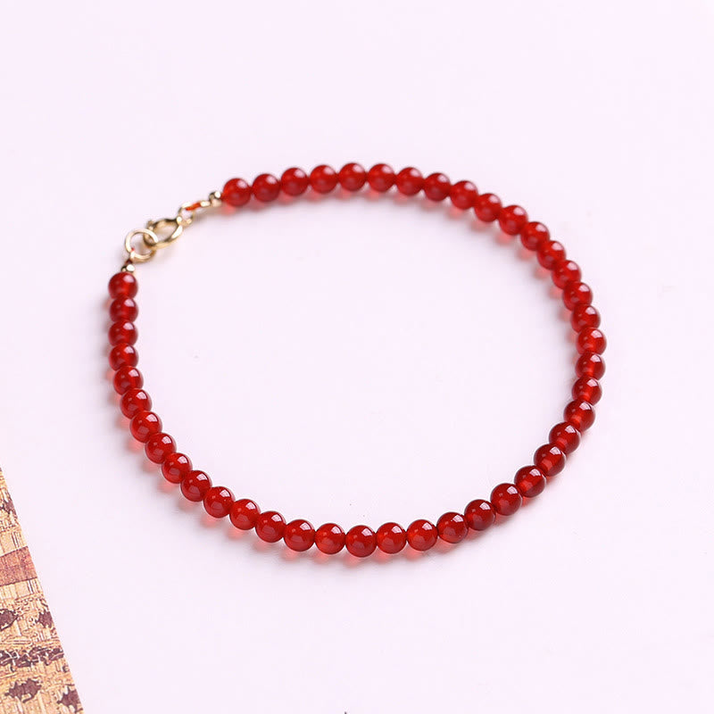 Buddhist Blessing Small Red Agate Ultra-thin Beads Calm Bracelet