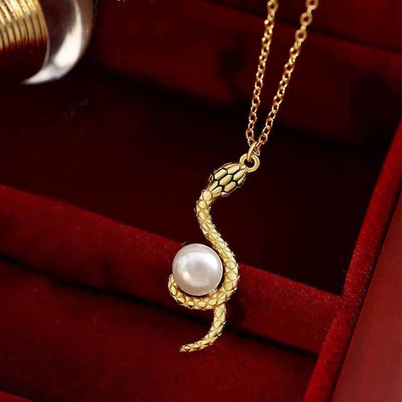 Buddhist Blessing 925 Sterling Silver Snake Around Pearl Year Of The Snake Blessing Necklace Pendant