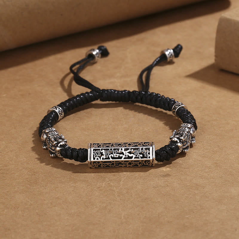 Buddhist Blessing Tibetan Black String Copper Om Mani Padme Hum Pixiu Protection Braided Bracelet