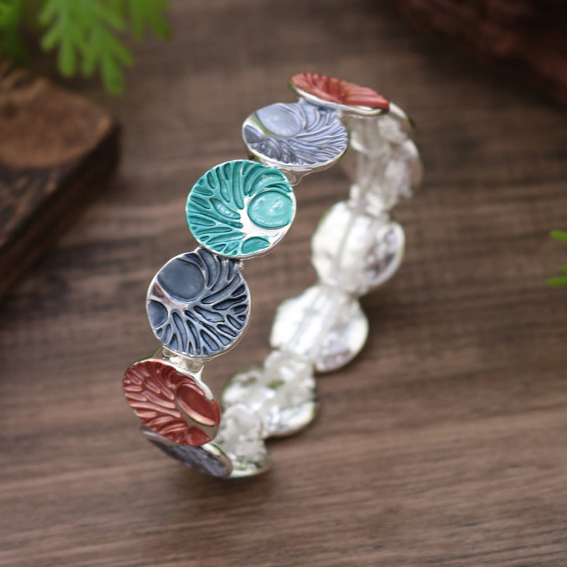 Buddhist Blessing The Tree Of Life Creation Enamel Alloy Bracelet