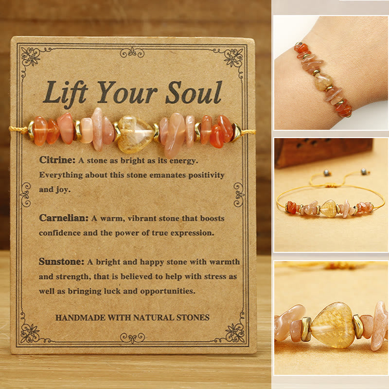 Buddhist Blessing Lift Your Soul Citrine Carnelian Sun Stone Happiness Bracelet