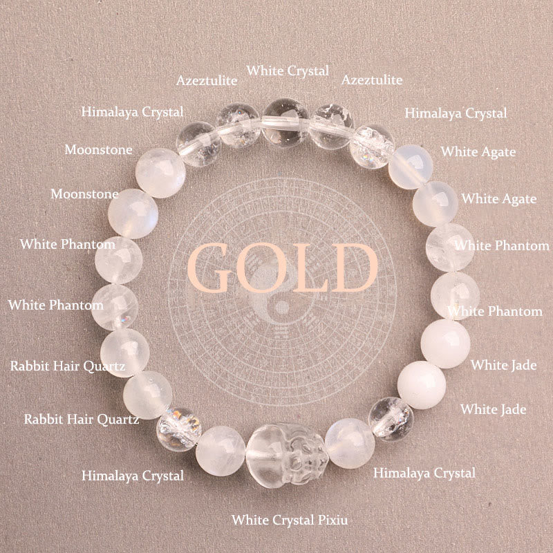 Buddhist Blessing Five Elements Various Agate Crystal Green Strawberry Quartz Moss Agate Green Phantom Luck Bracelet