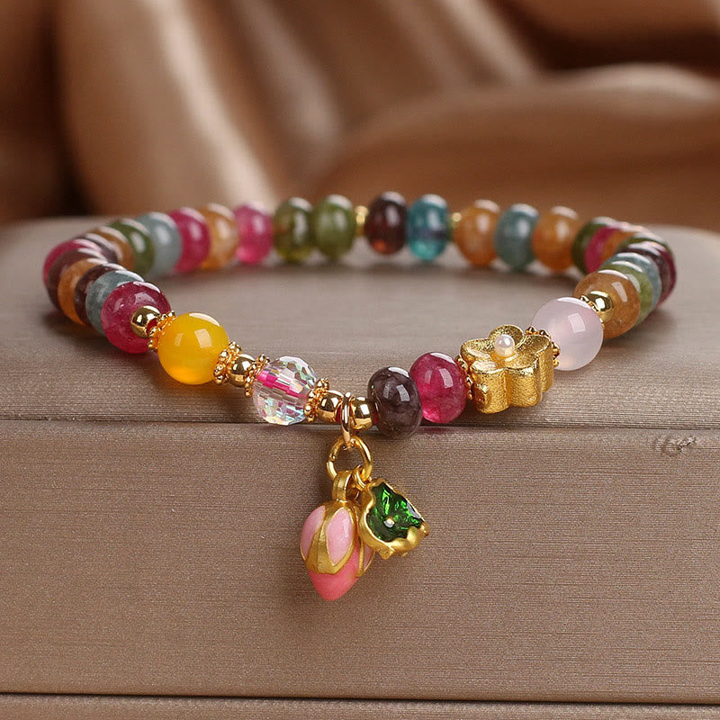 Buddhist Blessing Tourmaline Lotus Seedpod Wisdom Bracelet