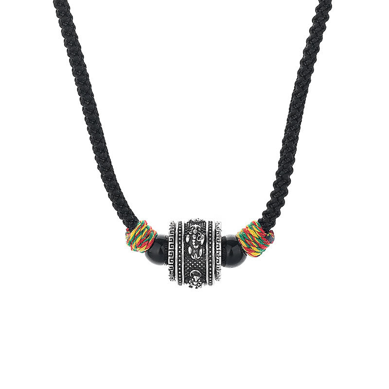 Buddhist Blessing Tibet Om Mani Padme Hum Swastika PiXiu Copper Wisdom Rope Necklace Pendant