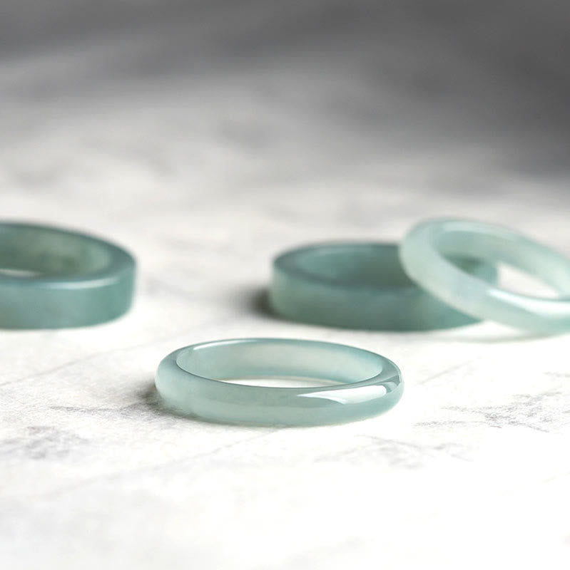 Buddhist Blessing Natural Jade Prosperity Luck Ring