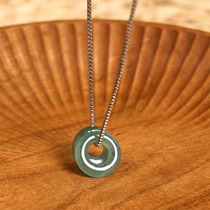Buddhist Blessing Jade Double Peace Buckle Prosperity Necklace Pendant