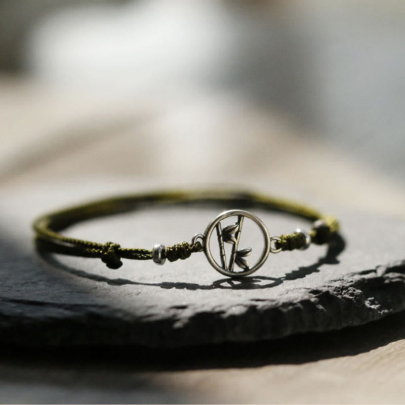 Buddhist Blessing 925 Sterling Silver Bamboo Luck String Bracelet