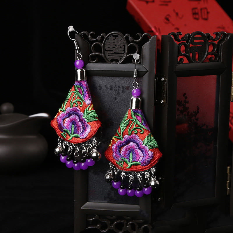 Buddhist Blessing Handmade Yi Embroidery Flower Harmony Earrings