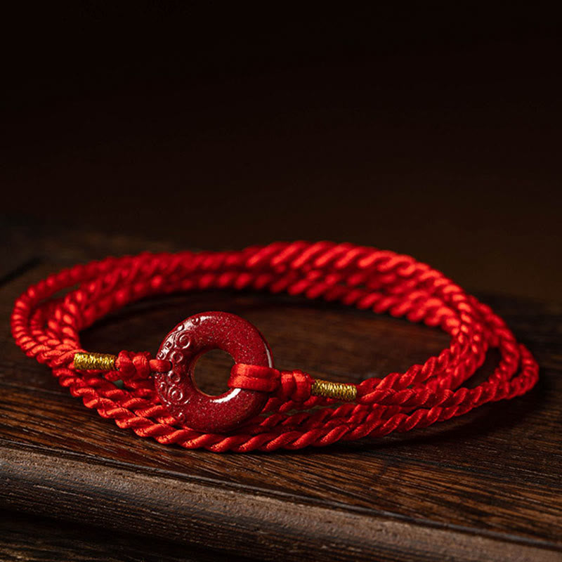 Buddhist Blessing Natural Cinnabar Peace Buckle Blessing Red String Belly Chain