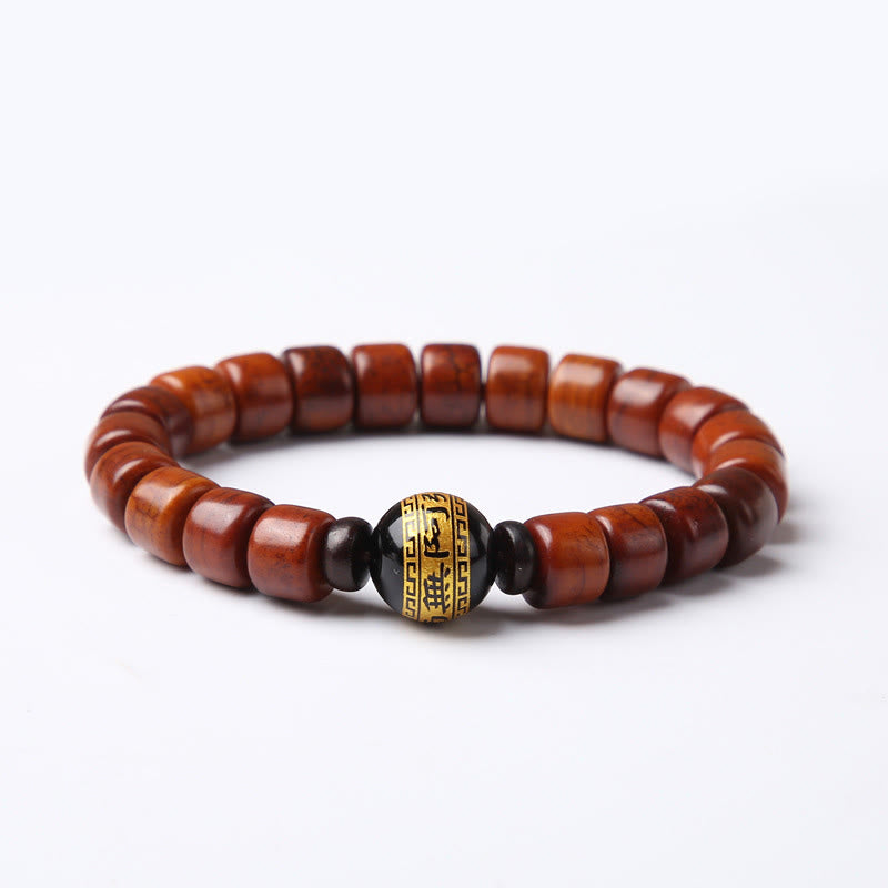 Buddhist Blessing Tibetan Bone Beads Three-Eyed Dzi Bead Sheep Horn Red Agate Strength Bracelet