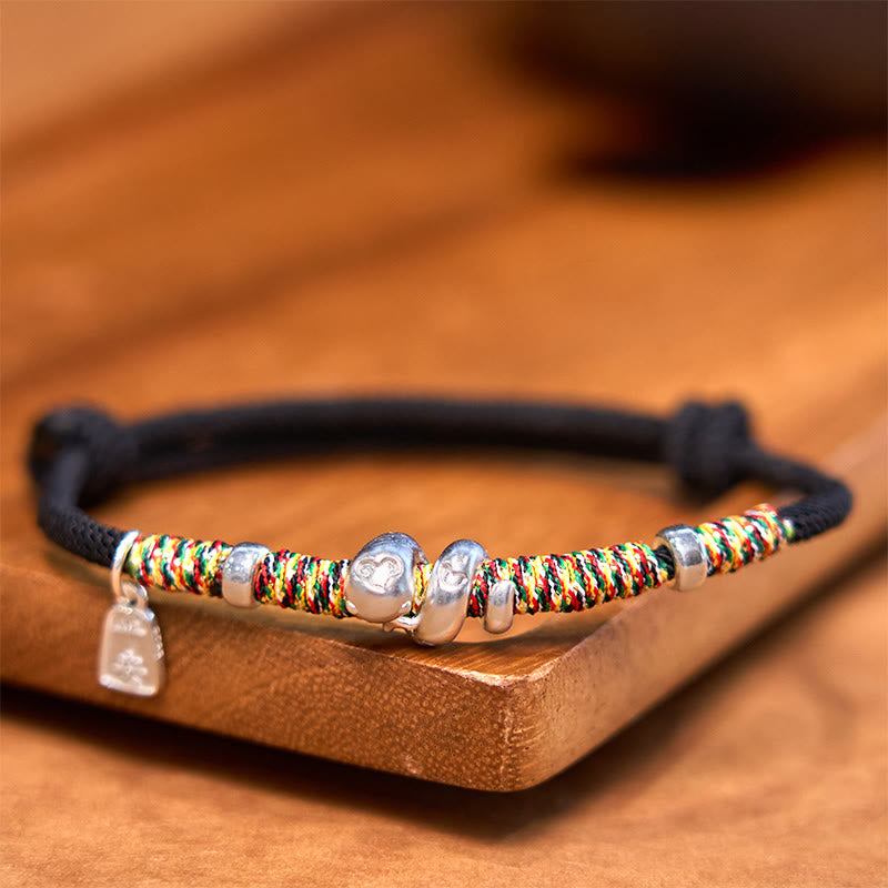 Buddhist Blessing 999 Sterling Silver Year Of Snake Red String Happiness Protection Braided Bracelet