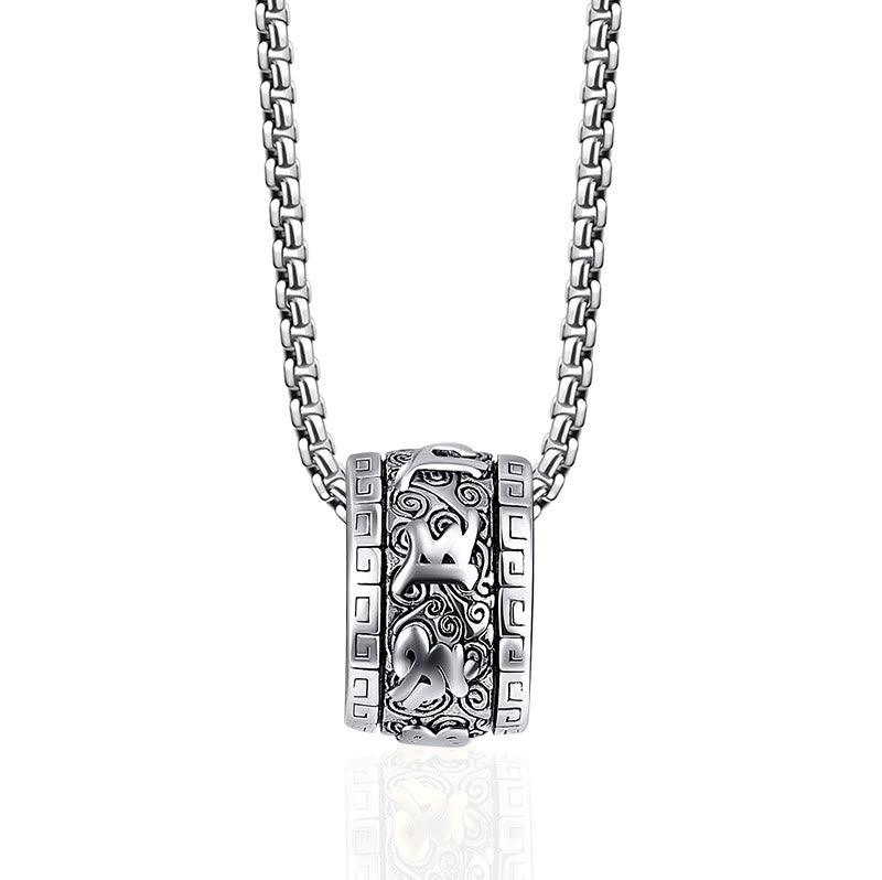 Buddhist Blessing Tibetan Om Mani Padme Hum Titanium Steel Peace Necklace Pendant