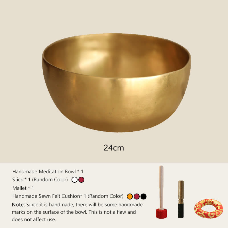 Buddhist Blessing Handmade Nepal Golden Singing Bowl Simple Design for Healing and Meditation Sound Bowl Set