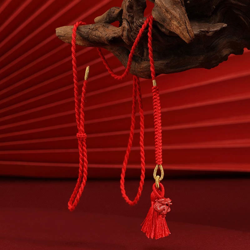 Buddhist Blessing Natural Cinnabar Dragon Blessing Red String Belly Chain