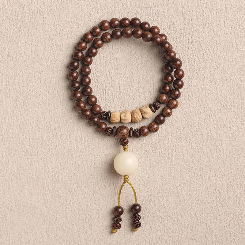 Buddhist Blessing Sandalwood Small Leaf Red Sandalwood Bodhi Seed Purification Double Wrap Bracelet