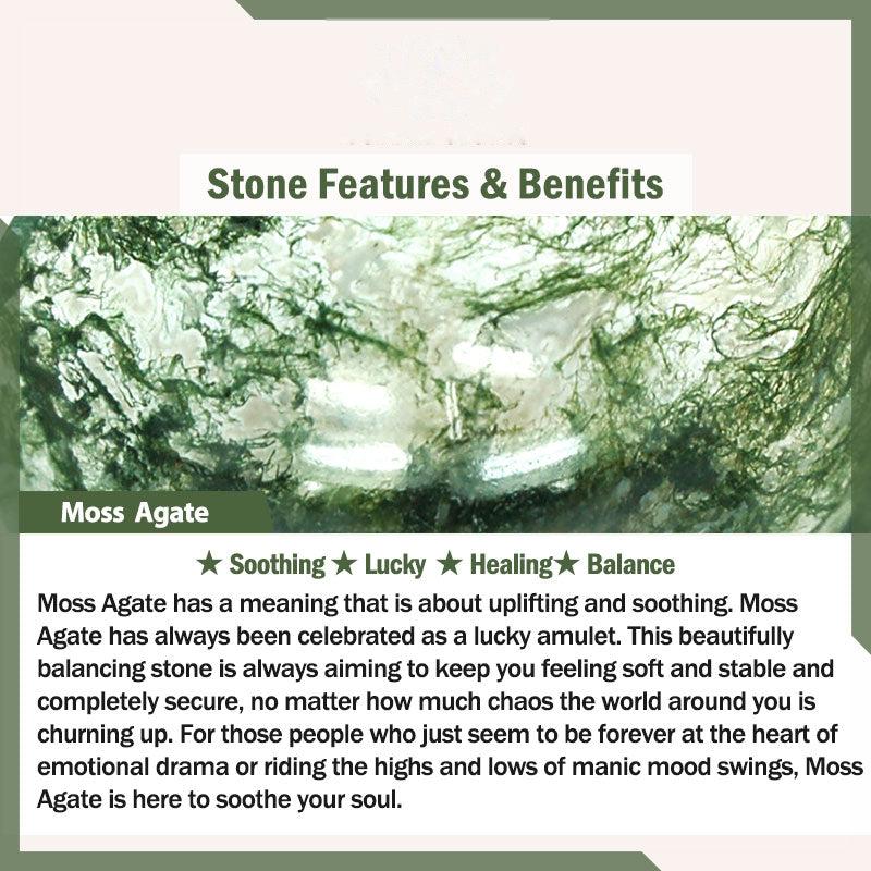 Buddhist Blessing Moss Agate Lucky Bead Soothing Bracelet
