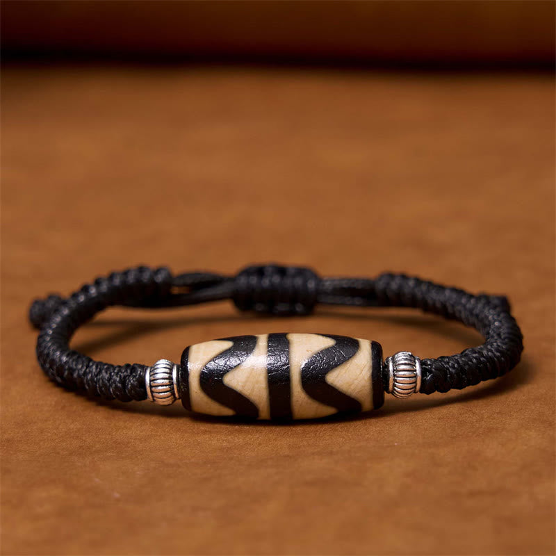 Buddhist Blessing Tibetan Nine-Eye Dzi Bead Three-eyed Dzi Bead Wealth Protection Rope Bracelet