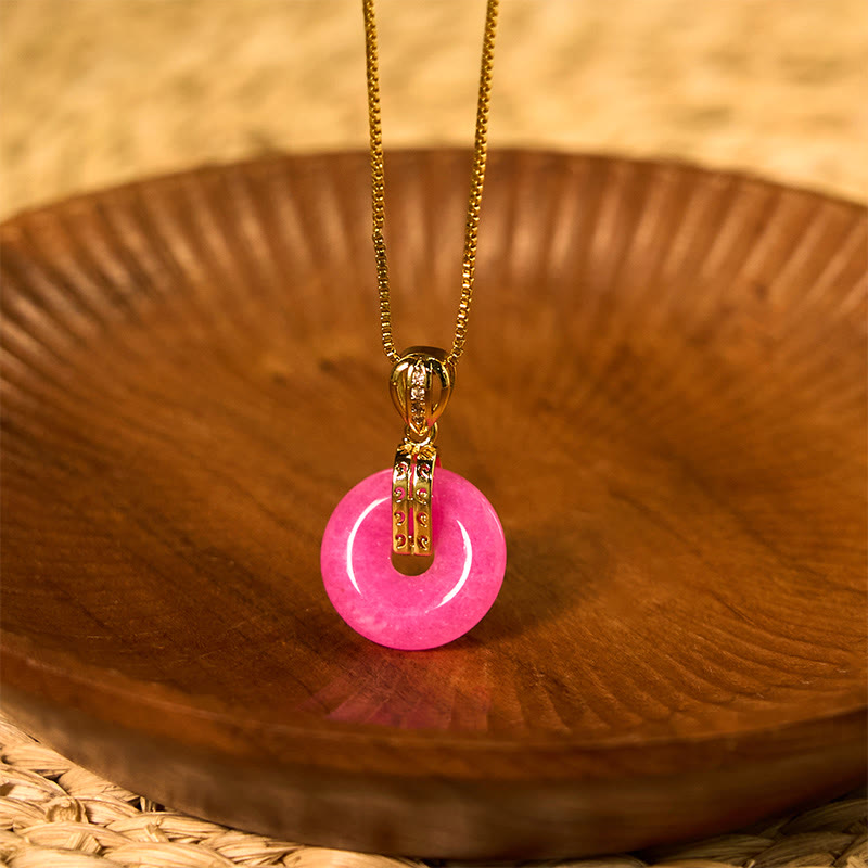Buddhist Blessing Purple Jade Peace Buckle Happiness Necklace Pendant