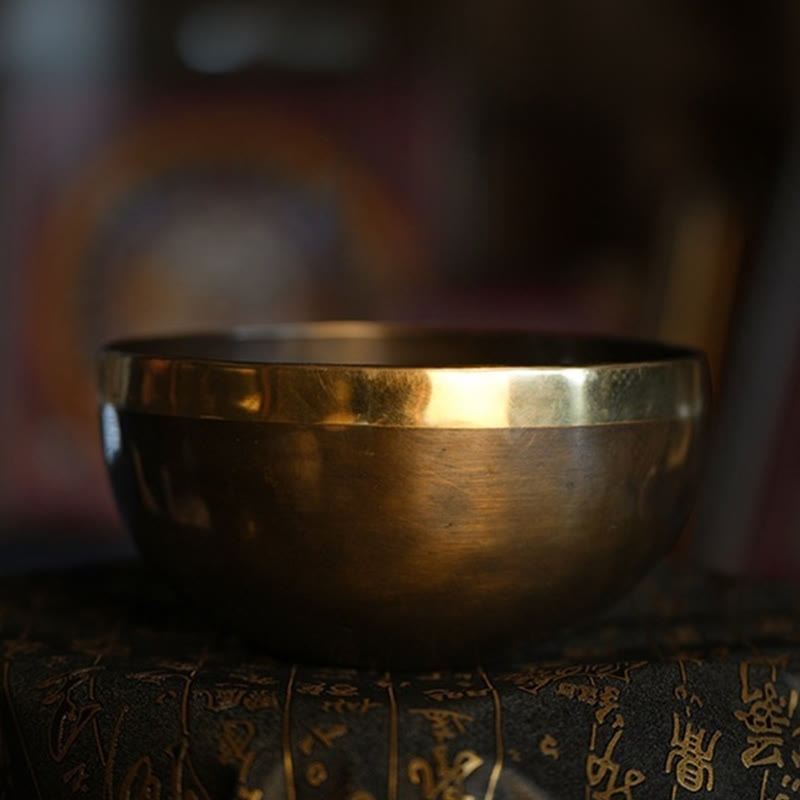 Buddhist Blessing Handmade Nepal Singing Bowl Simple Pattern for Healing and Meditation Sound Bowl Set