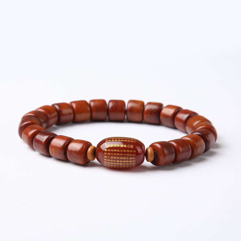 Buddhist Blessing Tibetan Bone Beads Three-Eyed Dzi Bead Sheep Horn Red Agate Strength Bracelet