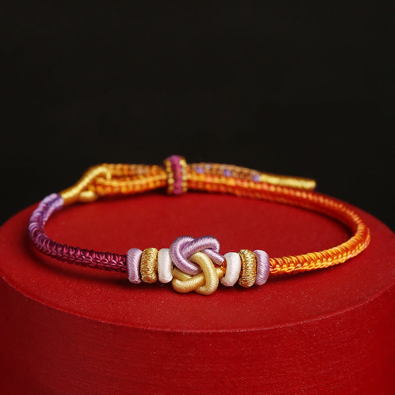 Buddhist Blessing Colorful String Heart Knot Protection Braided Bracelet
