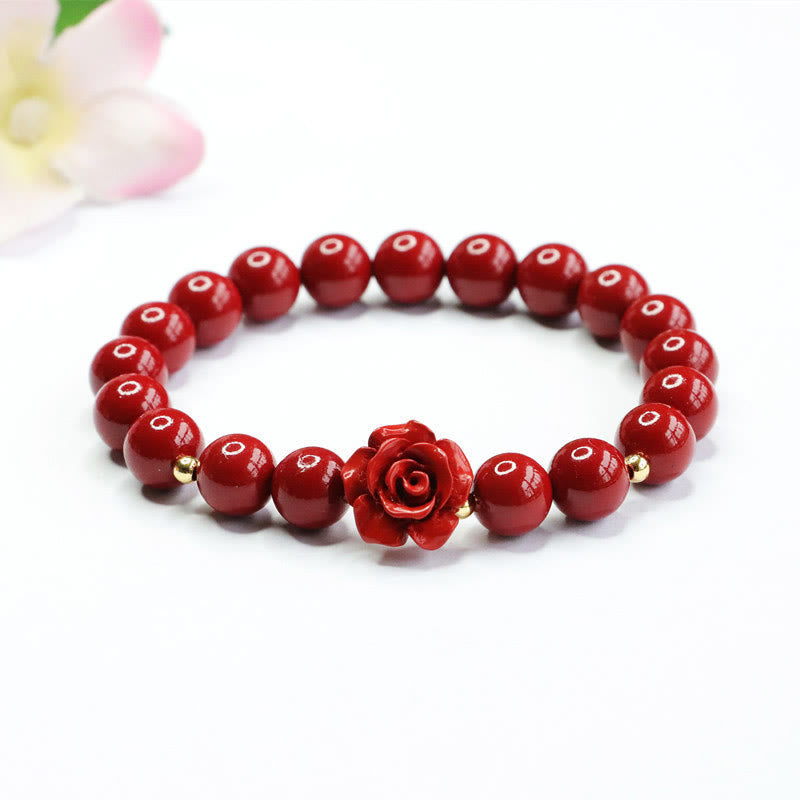 Buddhist Blessing Cinnabar Rose Calm Bracelet