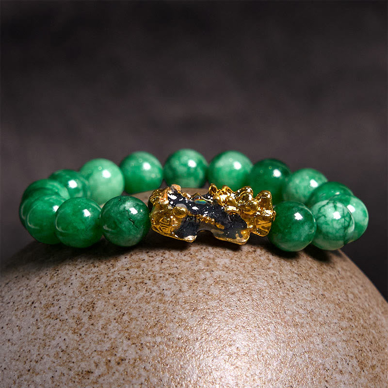Buddhist Blessing FengShui PiXiu Jade Protection Bracelet