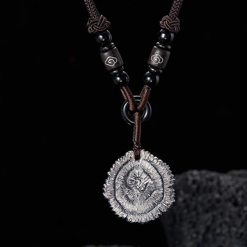 Buddhist Blessing 999 Sterling Silver Sophora Flavescens Cotton Rope Necklace Pendant