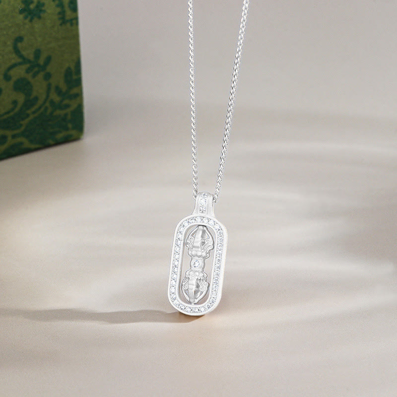 Buddhist Blessing 925 Sterling Silver Mini PiXiu Dorje Vajra Wealth Necklace Pendant