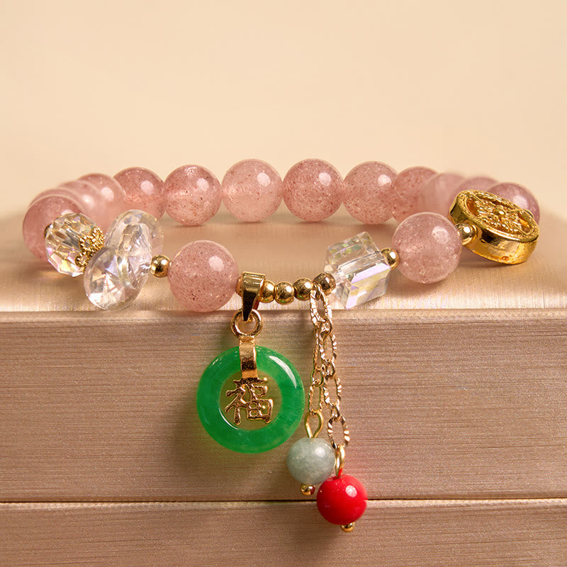 Buddhist Blessing Attracting Love and Protection Pink Bracelet Bangle Bundle
