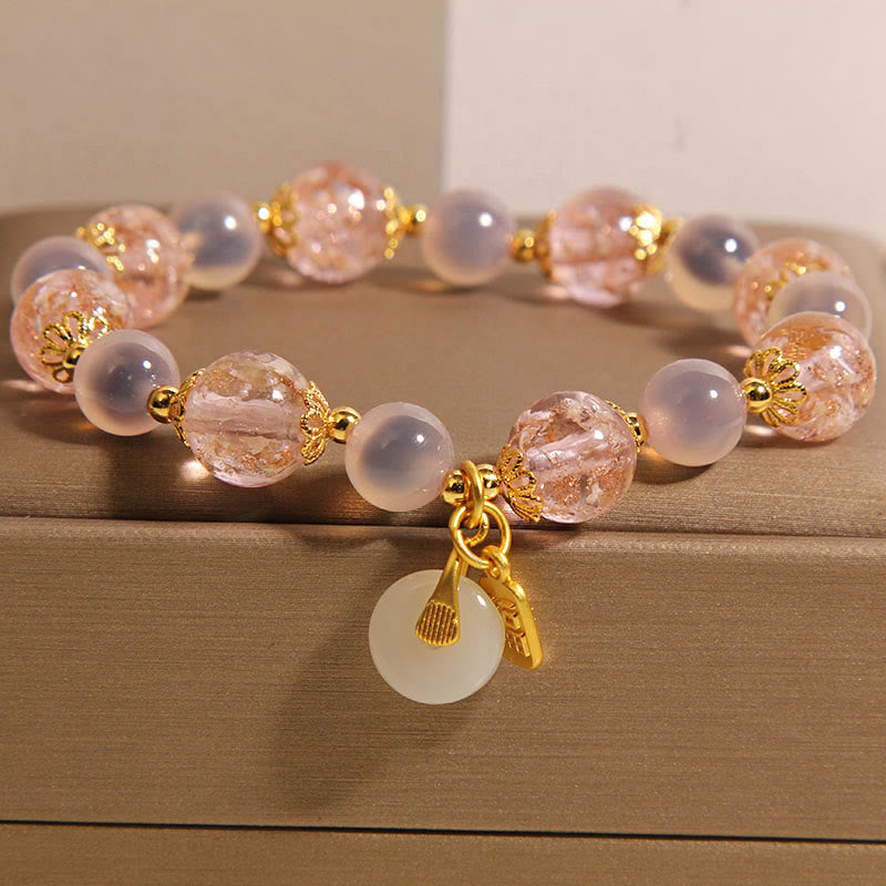 Buddhist Blessing Fu Character Peace Buckle Liuli Candy Agate Healing Bracelet