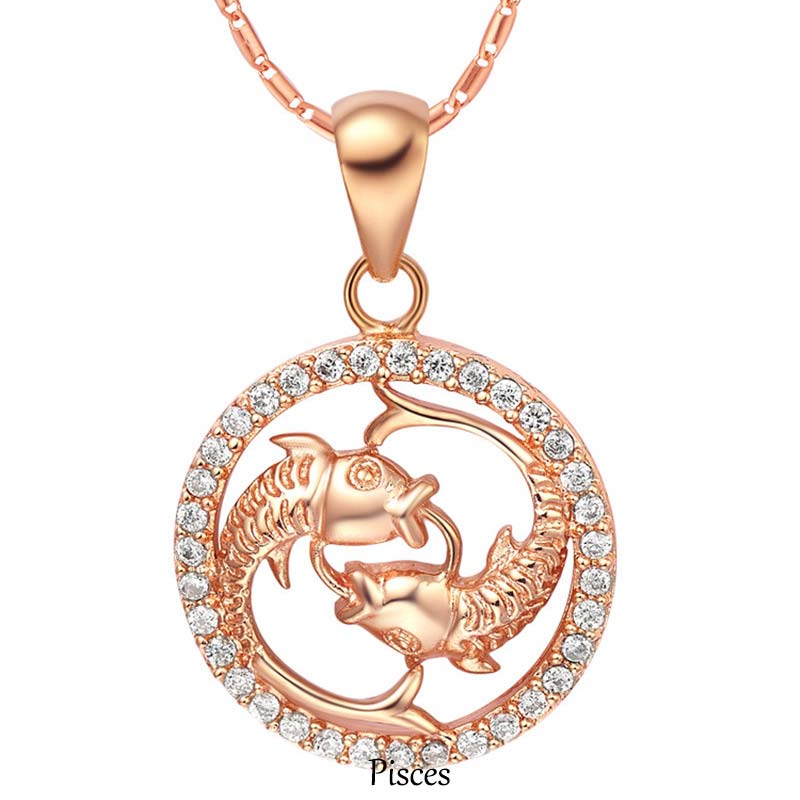 12 Constellations of the Zodiac Rhinestone Luck Necklace Chain Pendant (Extra 30% Off | USE CODE: FS30)