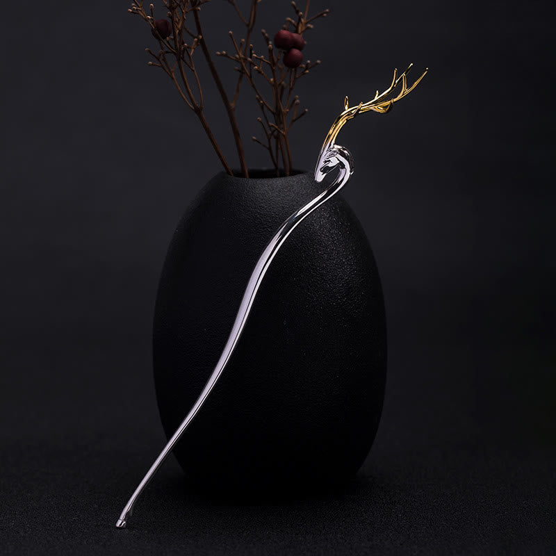 Buddhist Blessing 925 Sterling Silver Deer Antler Protection Hairpin