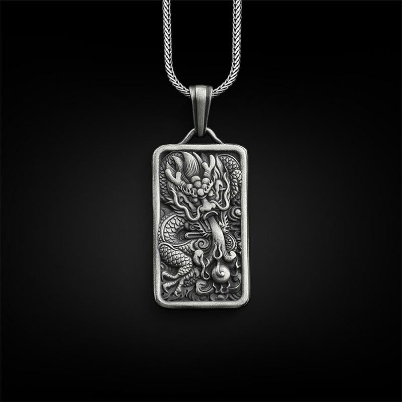 Buddhist Blessing Pure Tin Dragon Success Protection Necklace Pendant