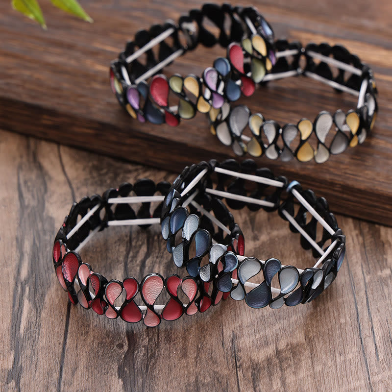 Buddhist Blessing Colorful Geometric Hollow 8-shaped Alloy Healing Elastic Bracelet Bangle
