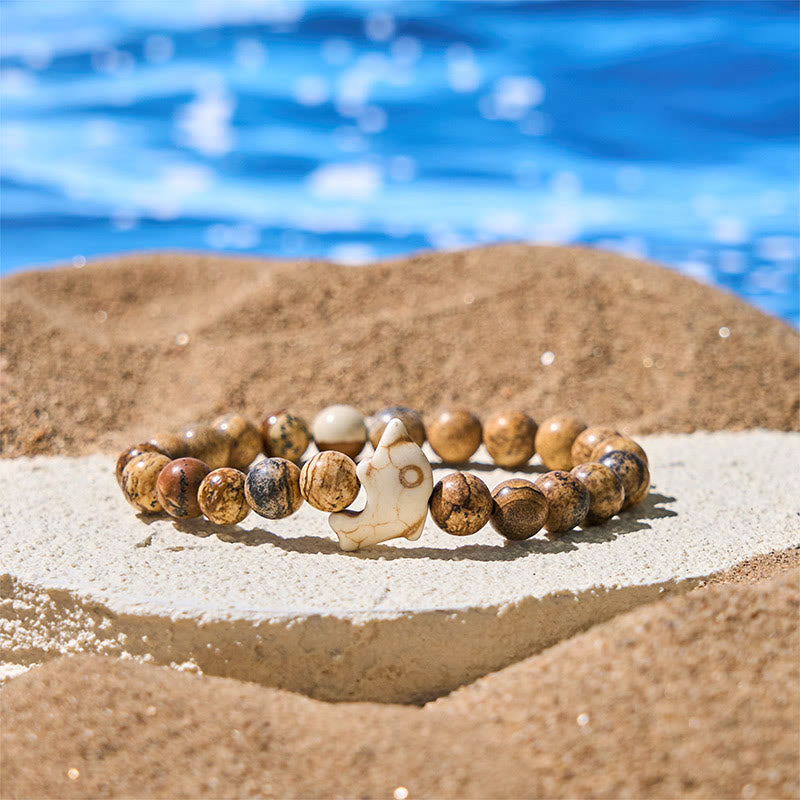 Buddhist Blessing Natural Various Stones Dolphin Spiritual Balance Bracelet