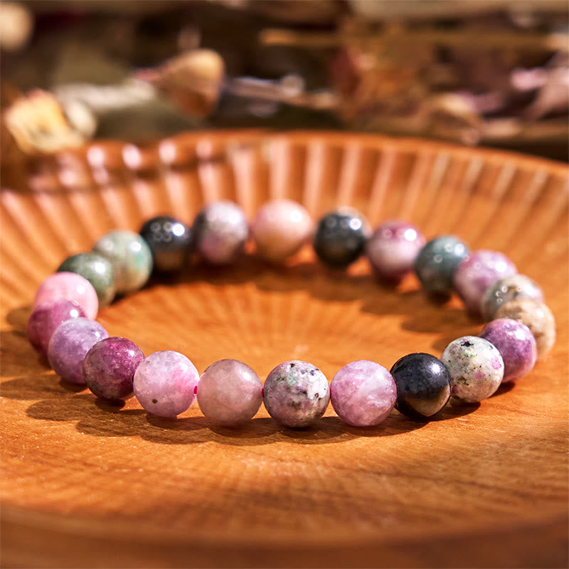 Buddhist Blessing Stone Rainbow Tourmaline Positive Bracelet