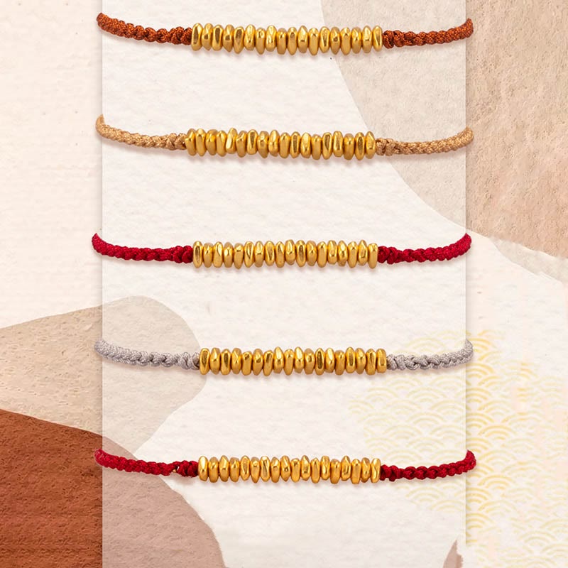 Buddhist Blessing 999 Gold Small Gold Pieces Design Handmade Protection Braided Rope Bracelet