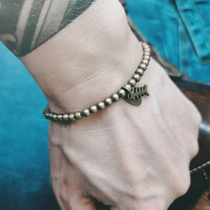 Buddhist Blessing Copper Fish Bone Healing Bracelet