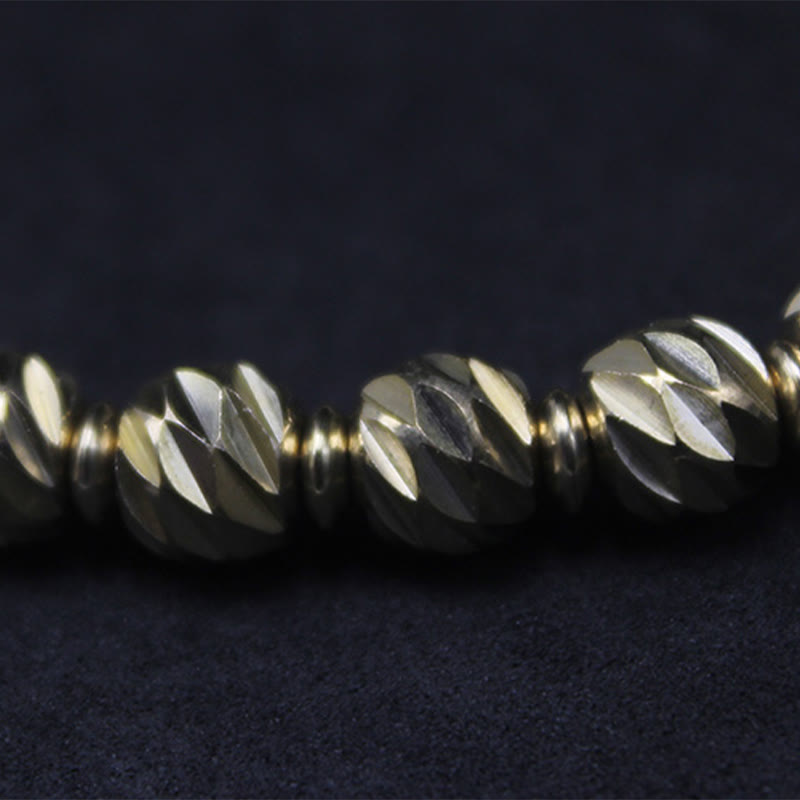 Buddhist Blessing Vintage Distressed Knife Carving Pattern Copper Brass Beads Wealth Bracelet
